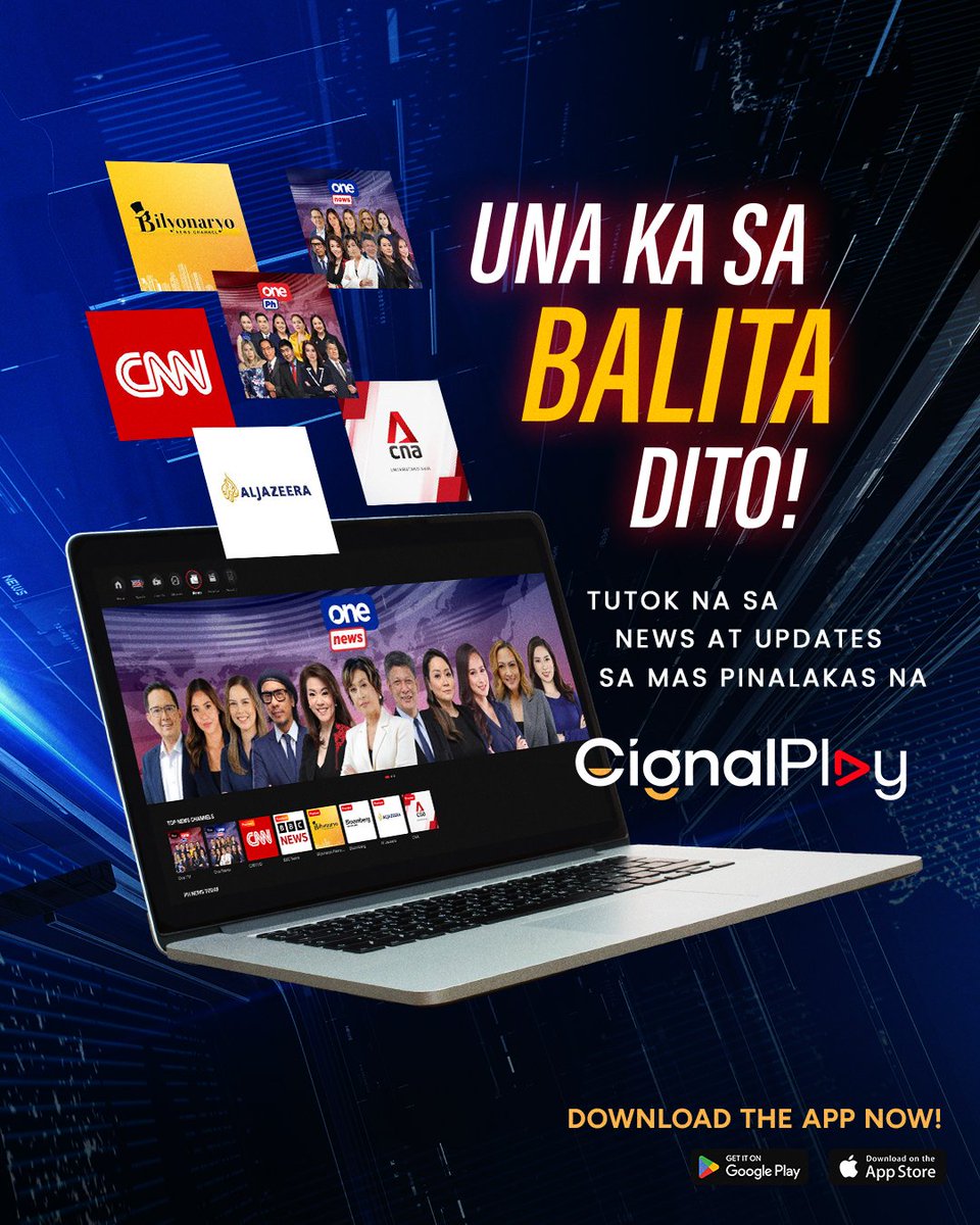CignalPlay's tweet photo. UPDATED KA SA MGA PANGYAYARI GLOBALLY! 🌍📰

Don’t miss the latest headlines and stories from around the world. Stay informed with your trusted news channels, plus enjoy nonstop entertainment and sports on the new and improved #CignalPlay app! https://t.co/8U4hens9m0