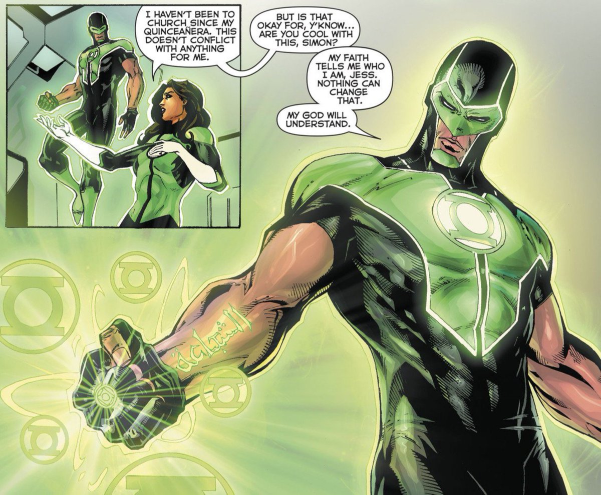 AcervoLanternas's tweet photo. Não aguentam um homem islâmico empoderado 
Simon foi um destaque nos novos 52 e teve uma run maravilhosa com a Jéssica em Green lanterns (2016)
O gato merece muito mais! https://t.co/qXS67D7ziD