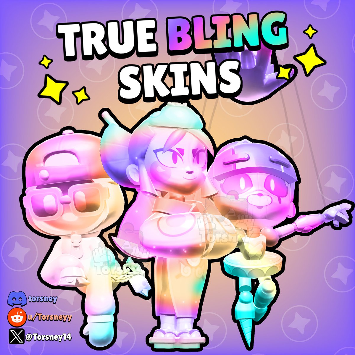 Torsney14's tweet photo. What if we had True Bling skins? 🤑

How much do you think they would cost?

#BrawlStars https://t.co/mq8vOYCA64