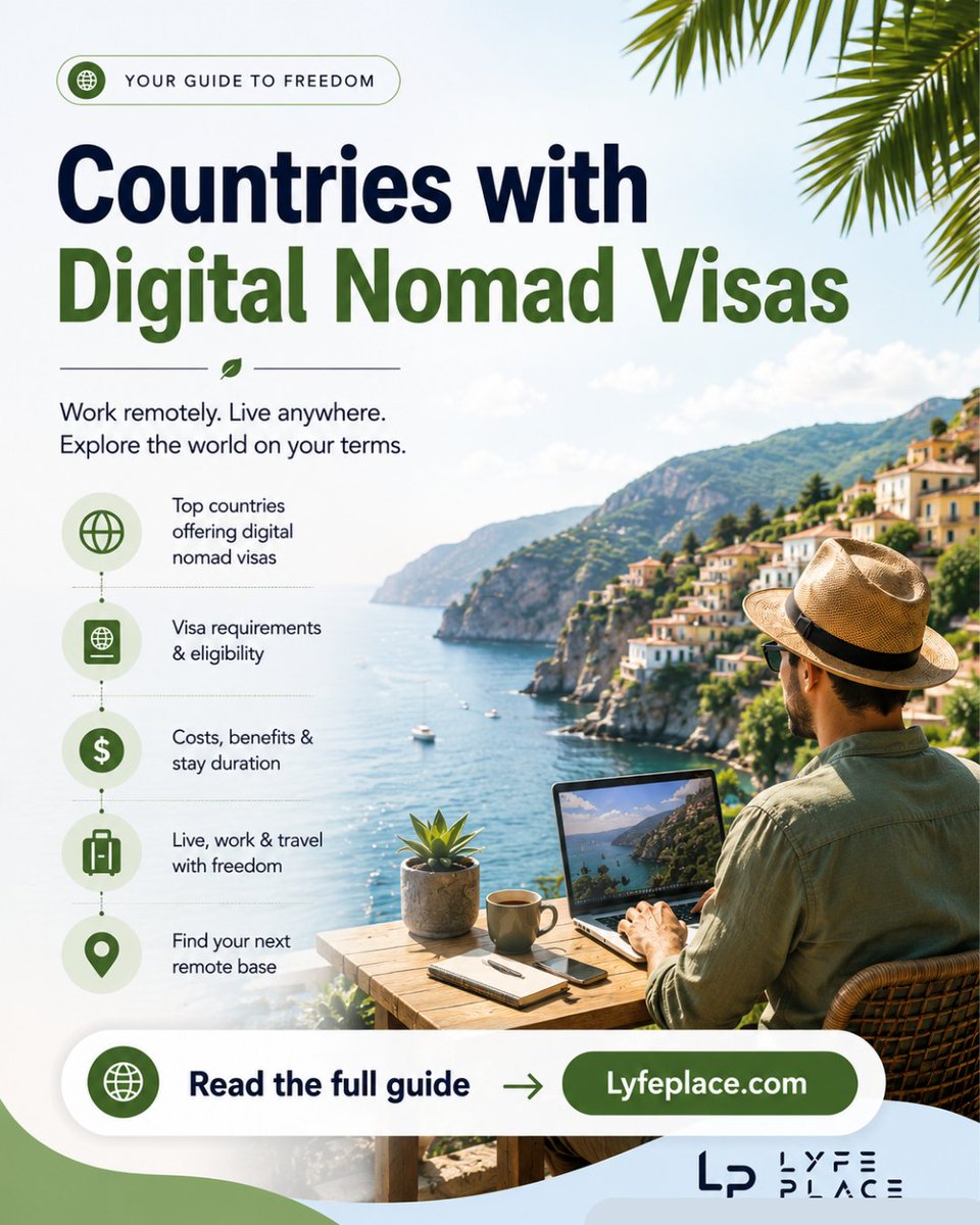 lyfe_place's tweet photo. Dreaming of working remotely from another country?

Discover 15 countries with digital nomad visas and find out where you can live, work and explore while working remotely.
👉 Read the full guide: https://t.co/7KkH3zZ2z0 

#digitalnomad #digitalnomadvisa #remotework #lyfeplace https://t.co/Dk0g8qfbMO
