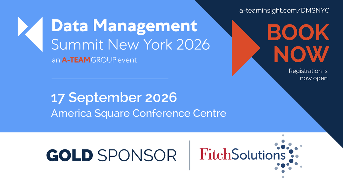DataMgmtInsight's tweet photo. We are pleased to welcome Fitch Solutions as a sponsor for Data Management Summit New York 2026!

#DMSNYC #DataManagementSummitNYC #DataManagement #CapitalMarketsTech #Sponsor https://t.co/se4txexBgZ