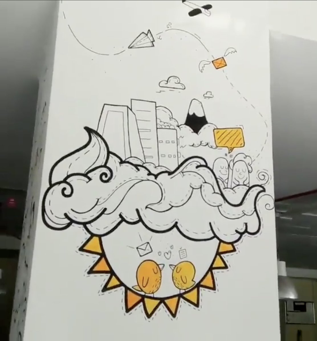 Phalonmoy's tweet photo. Phalguni did this wall painting or mural art for an office space in Bangalore, India.

https://t.co/fOFpAobMjT https://t.co/x7sFvzdCkC