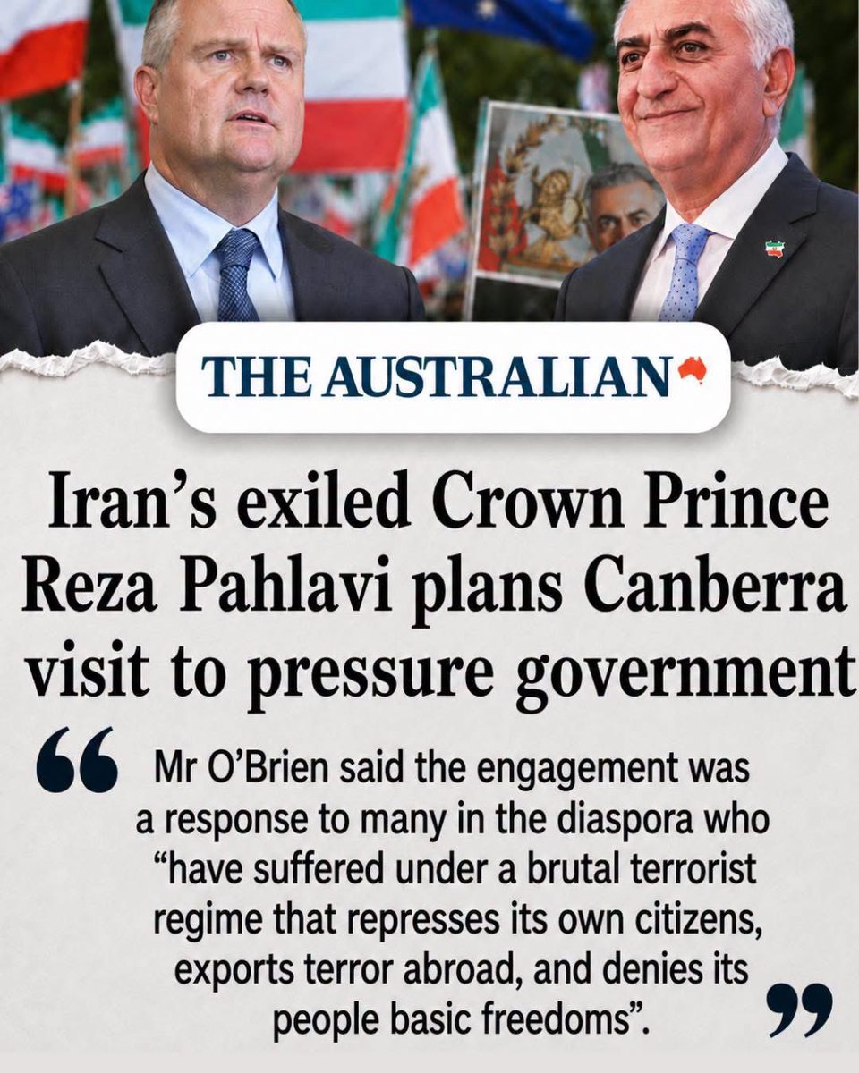 keithwolahan's tweet photo. The future of Iran is for the people of Iran to determine. But Australians should hear from those who have stood against a brutal regime and fought for a freer Iran. I’m grateful to members of our local Iranian-Australian community who have advocated so strongly for this visit, including directly with me, and to @tedobrienmp and @JulianLeeser for helping facilitate the invitation to Iran’s exiled @PahlaviReza.