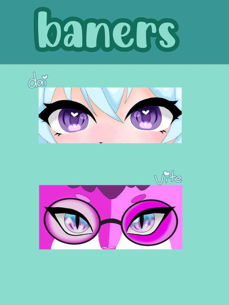 DainyVT_arts's tweet photo. 🩵 banners   ✨

➤  Banners de ojitos tanto mío como del hermoso @VITELOGAMESVT
 ✨💜  

➤🎨 | ♡ Banners  hechos en stream 
https://t.co/qSwvjCFRQr

➺ Dai les adora wiwiwi「🐰🌺」 https://t.co/fHeEJjJjFB