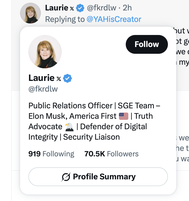 YAHisCreator's tweet photo. Interesting. You have 70k followers; but no posts. How and why is that? If I seem to be cautious, that is because my last account was hacked last week. What is SGE Team -Elon Musk? I don't understand why you can't follow me because I don't have anything checked that I know of that would not allow you to follow.