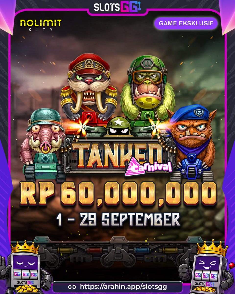 SlotsggHoki's tweet photo. 🚀 Siap masuk arena pertempuran?
TANKED CARNIVAL hadir membawa hadiah besar 60 JUTA untuk para pemain berani 🔥
🏆 Gas ikut eventnya dan rebut kemenanganmu bersama SLOTSGG!
🔥 Buruan ikuti event SLOTSGG periode 1–29 September!

Link Main: https://t.co/w7dP7OOrO5 https://t.co/IOK9vlh4Qu