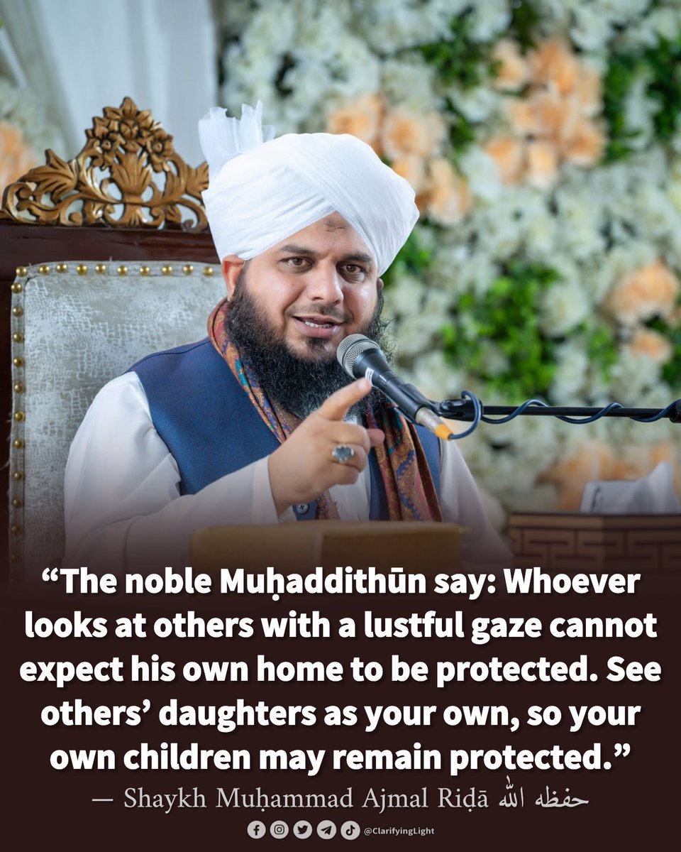 ClarifyingLight's tweet photo. If you are part of the problem, do not assume that your own home will remain maḥfūẓ from it. What you do to others may one day find its way back to you. Your life may become difficult, and you may find yourself searching for places to hide from what you once caused others to endure.

You would never want a man to look at your daughter with lust or ill intentions. Remember: someone else’s daughter is just as deeply cherished, someone’s beloved daughter, sister, or wife.

Keep your gaze pure. Show others the same honour and protection that you would want for your own daughter, sister, mother, or wife. Do not normalize what you would never accept for your own family.

And if you have fallen into such a sin, do not persist in it. Make sincere tawbah, leave the sin, and seek forgiveness from Allāh Jalla wa ʿAlā. True repentence requires sincerity, remorse, and a genuine resolve not to return to the sin.