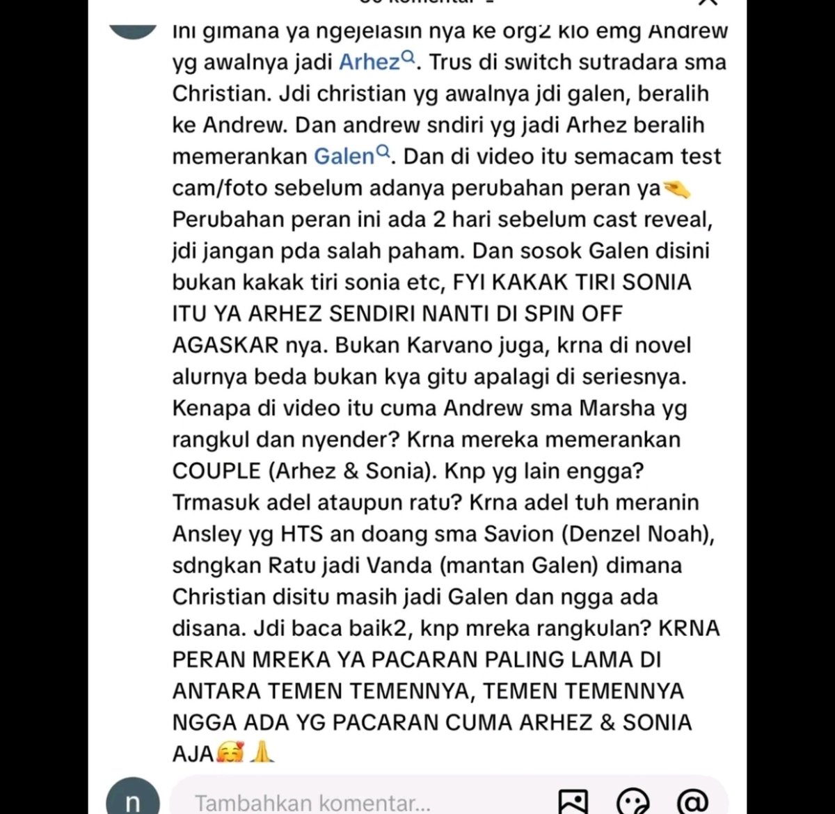 itsmft_'s tweet photo. soal video Marsha yang dirangkul sama Andrew, video itu pas lagi TES CAM, di mana saat itu peran ARHEZ diperankan oleh ANDREW, BUKAN OLEH CHRISTIAN. dirubah h-2 cast reveal dari Andrew ke Christian. https://t.co/s3xJujEG6P