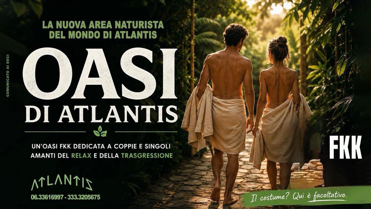 Atlantis_prive's tweet photo. Insieme pomeriggio e sera ☀️🌙 

💦SEXY PARTY in PISCINA 
 Tutti i pomeriggi dal *martedì alla *domenica dalle ore 15.00

 🍝Ore 20.00: Pasta per tutti!

👉 Stasera, dalle ore 22.30
Serata SWINGER DANCE 🎶 con live music by Mr Mimmo
Mega prive’ -piscina - oasi fkk https://t.co/JQSkrpy98k