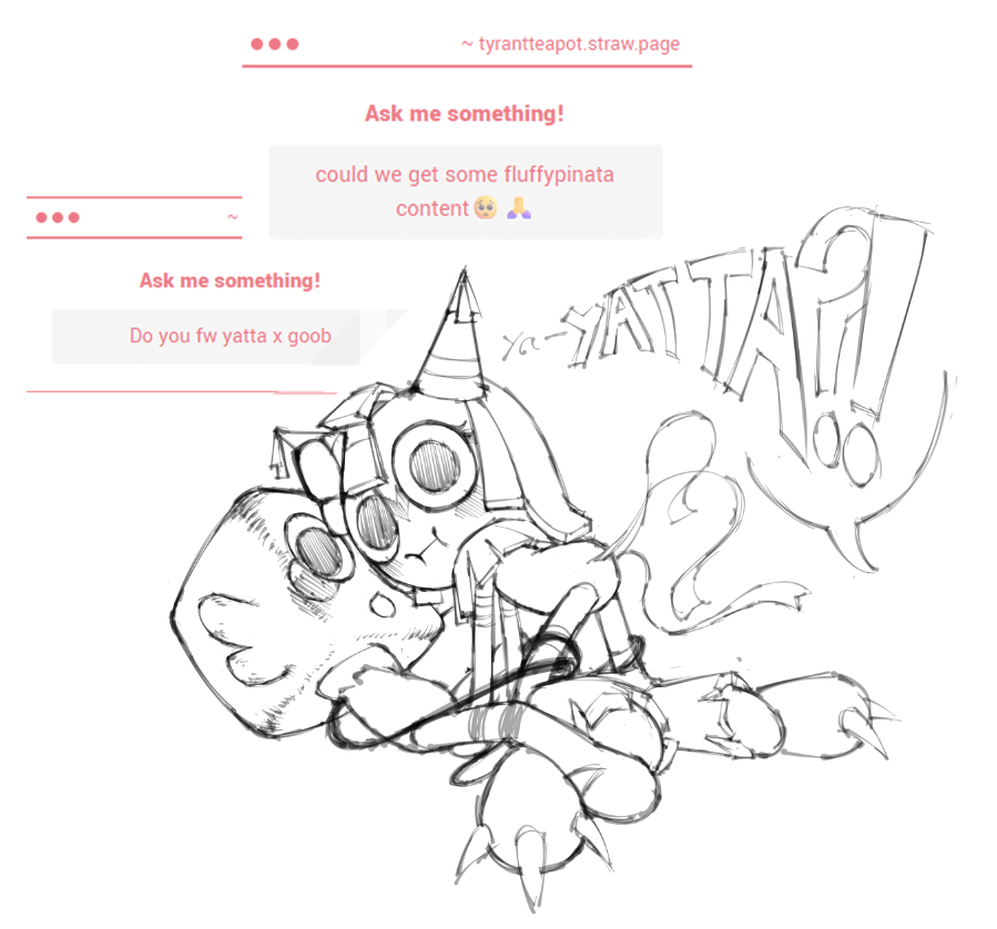 TeatonTheTeapot's tweet photo. I'll let the drawing speak for itself. #yatta #goob #scraps #dandysworldart https://t.co/CpaEsWPIsK