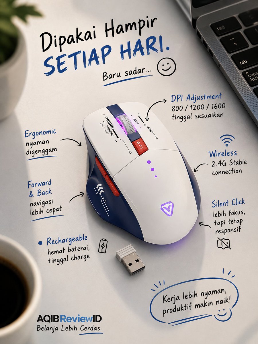 aqfxtrader's tweet photo. Baru sadar...
Kalau kerja depan laptop 6-8 jam sehari,
ternyata yang paling sering disentuh bukan laptopnya.
Tapi mouse. 😂
Dulu kupikir semua mouse ya sama aja.
Sampai nyobain mouse yang lebih nyaman dipakai.
Baru kerasa bedanya... https://t.co/2csT1oclvx