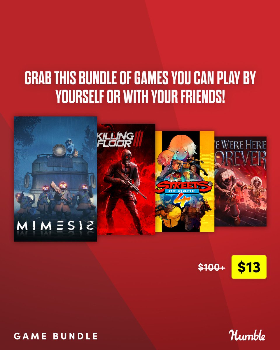humble's tweet photo. Gather your crew for co-op fun in The Humble 15th Anniversary - Ready Player One …  and Two bundle:

- Mimesis
- Killing Floor 3
- Streets of Rage 4
- and more! Supports REVERB | https://t.co/SofN64NL62 https://t.co/Tz1f2yc2bF