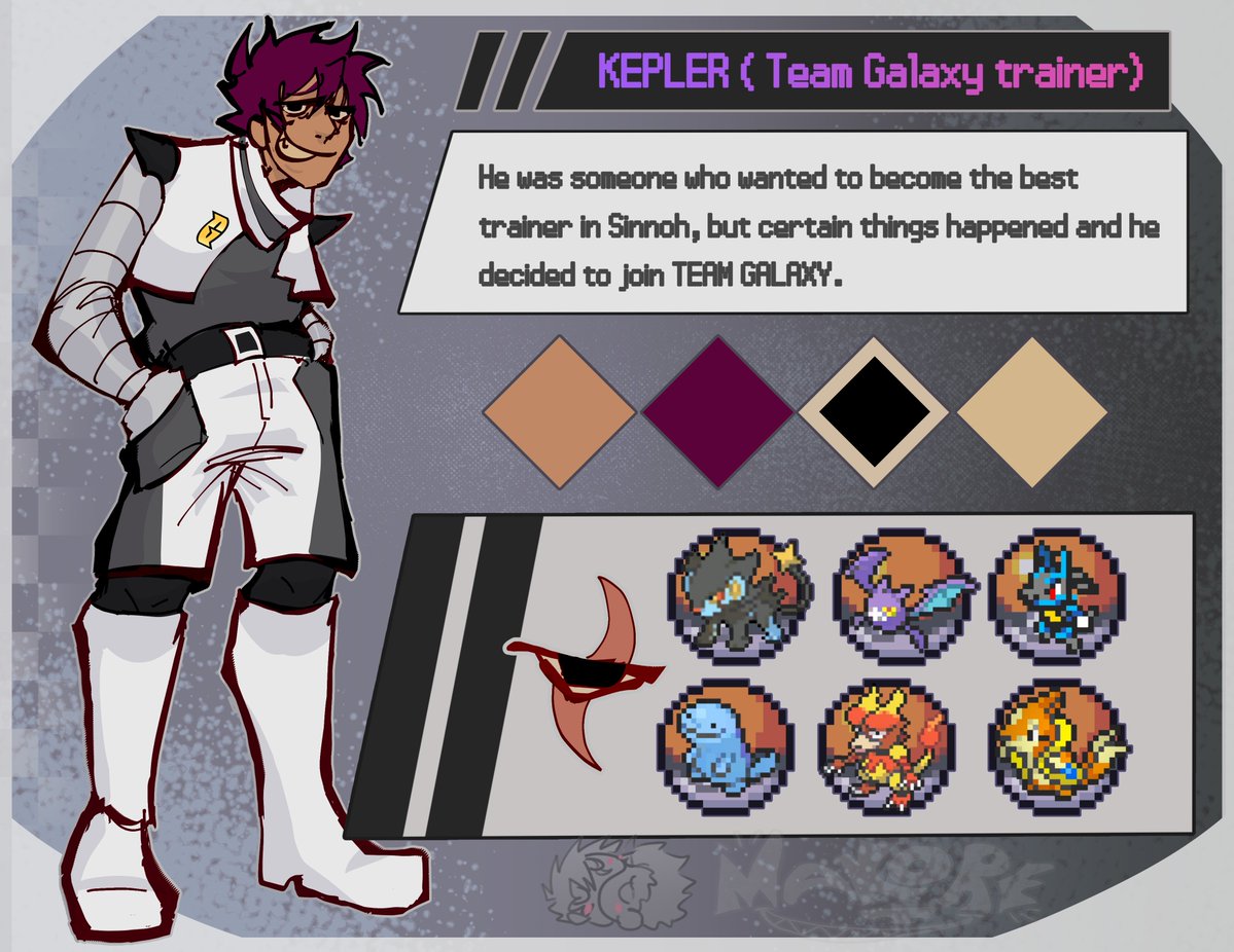 mak0re_'s tweet photo. I'm a little bit tired soo meanwhile I'm doing commissions I found comfort in Cyrus from Pokemon andddd then created an oc for a little yumeshipp tehee (ignore that there is "team galaxy" is just thats the name in spanish 😭😭)
#cyruspokemon #pokemonㅤㅤㅤ #ocxcanon https://t.co/yPLy8MvpZO