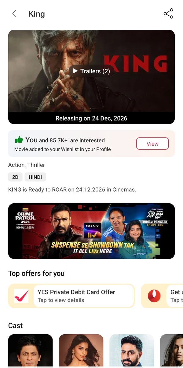 KINGmovieIn2026's tweet photo. #King is coming to Roar soon and the hype is at an All Time High.

BMS interest has increased from 85.6k to 85.7k
District hype has increased from 37.3k to 37.7k 🔥

Our target is to reach 100k before any content releases

Links-
https://t.co/cEn7je8RV7 

https://t.co/iBO5GEstnc https://t.co/7WhcjjRCw5