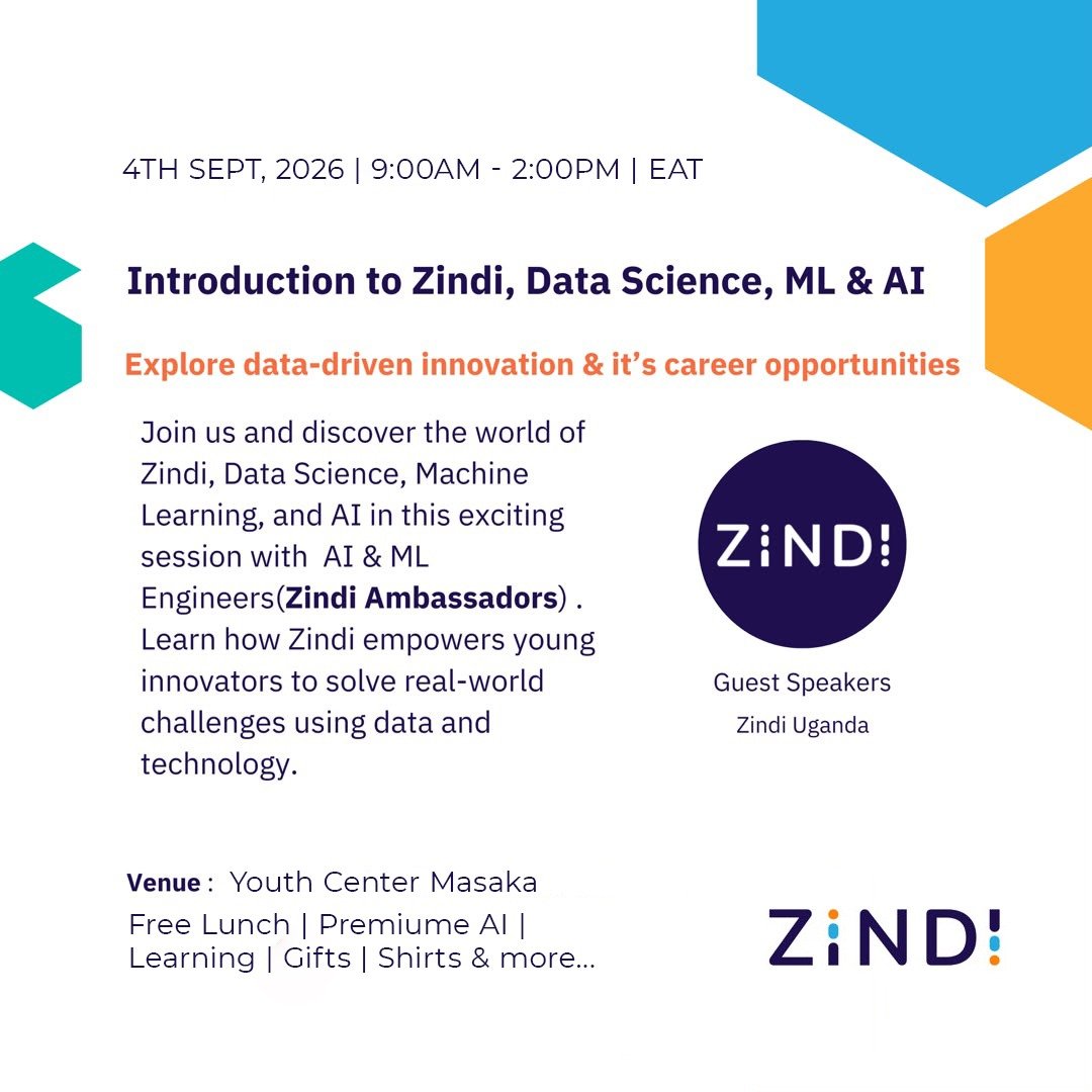 officialristics's tweet photo. Masaka, AI is coming closer! 

Join us tomorrow at Masaka Youth Centre as I host Zindi Ambassador for the official introduction &amp; launch of Zindi in Masaka City.

We’re opening doors to AI, Data Science, competitions, learning &amp; opportunities.

#zindimasaka #zindi #ai #africa https://t.co/6XR0jPPxON