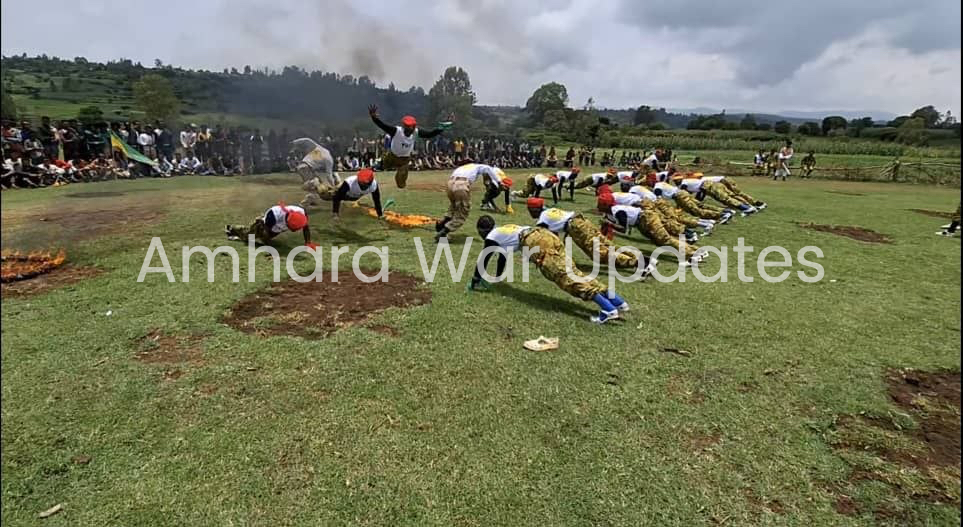 AmharaWarUpdate's tweet photo. ⚡️AFNM announced the graduation of a new batch of commando forces in the Gojjam Subregion (📍Amhara Region, Ethiopia) on August 31st, joining the 33rd Division after completing an intensive four-month military training program.

#Amhara_War_Updates https://t.co/NBoDTBo324
