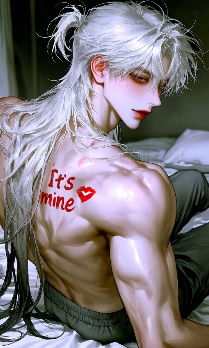 seopk_'s tweet photo. 💋 낙서

[공용]
solo, back view, shot from behind, sitting on a bed, showing bare back, red lipstick writing on back spelling "적고 싶은 단어(영어)", vivid red lipstick texture on smooth skin, slightly smudged lipstick marks, intimate atmosphere, messy bed sheets, indoor bedroom background,