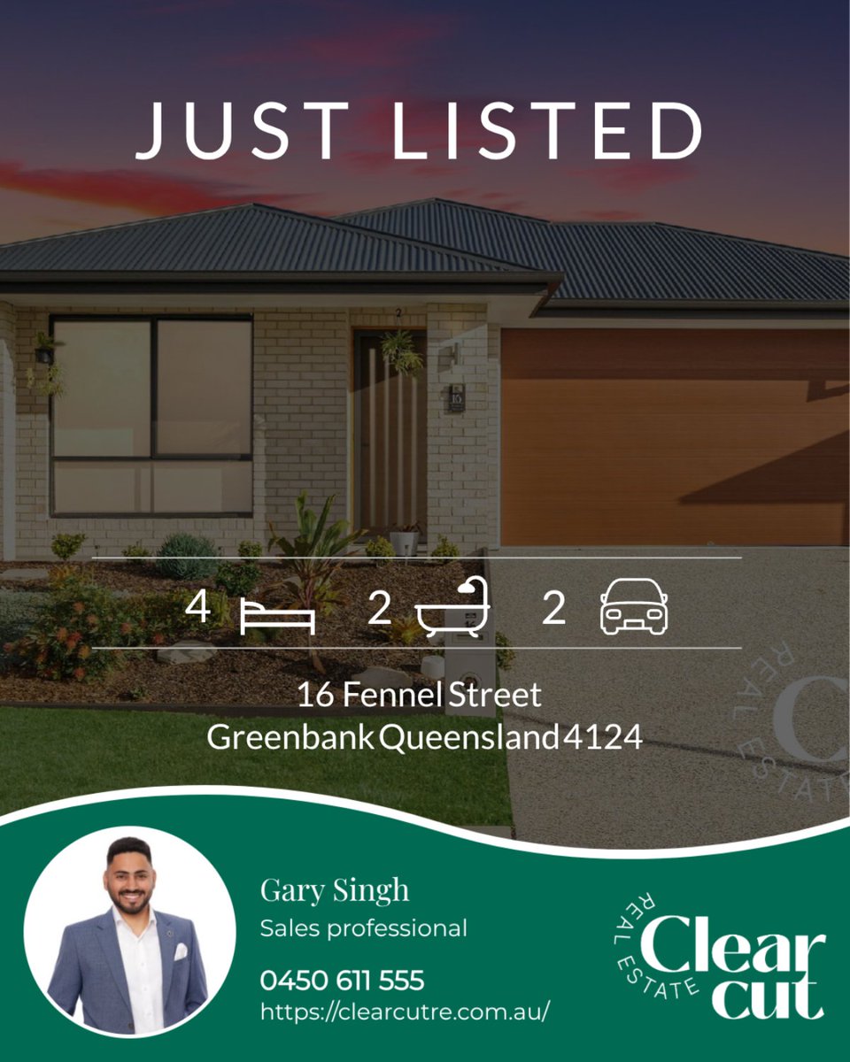 gary_gspgroup's tweet photo. 4 bed | 2 bath | 2 car
📍 16 Fennel Street, Greenbank Queensland 4124

Here is our newest listing.

...
#realestate #ForSale #ClearCutRealEstate #GreaterSpringfieldProperty GsProperty #GreenbankQldProperty #YourRealEstateDoctor #ClearCutRealEstate #GreaterSpringfieldProperty https://t.co/i8rIkPlWPH