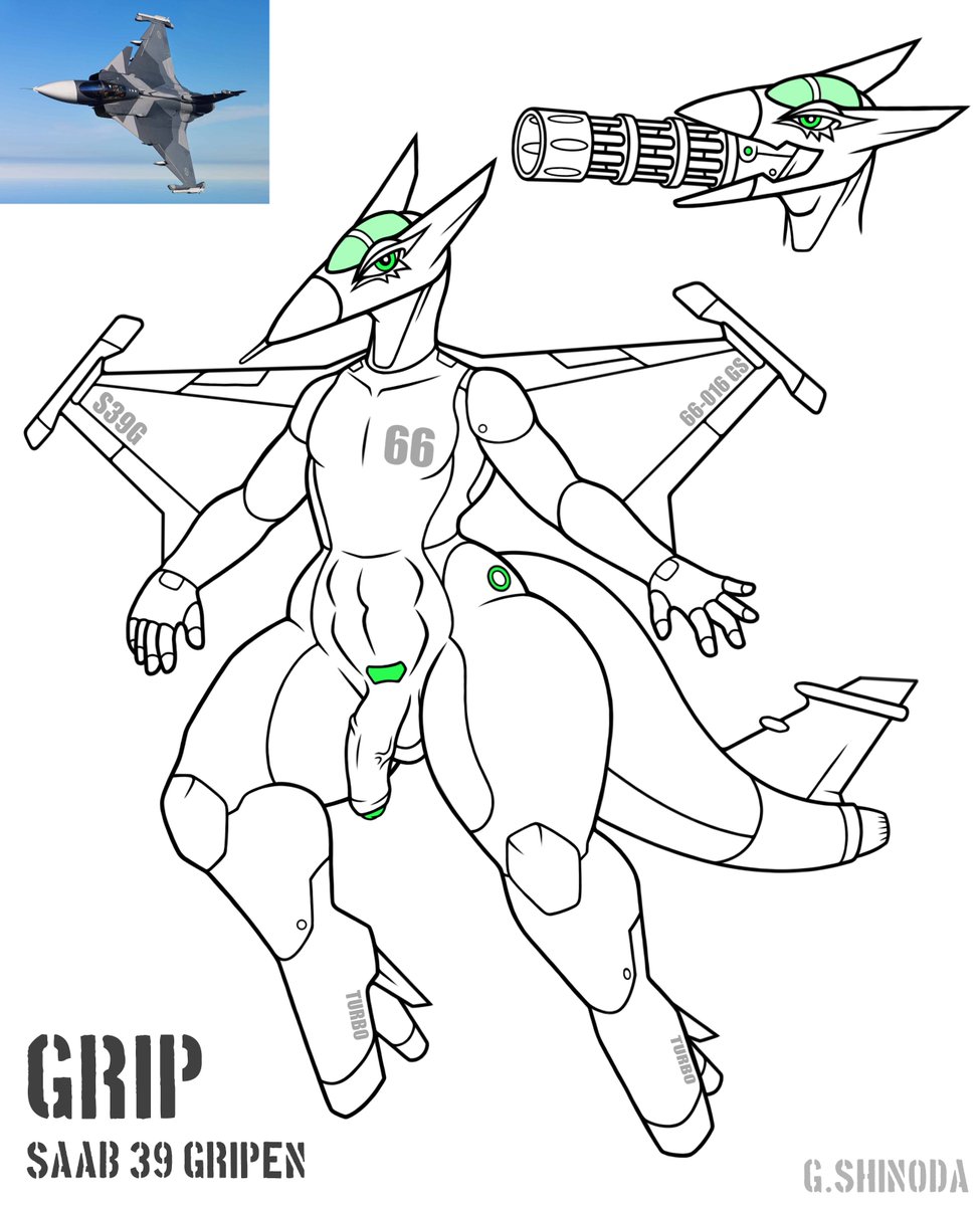 GenjiShinoda's tweet photo. GRIP (Male V)

Modelo: Saab 39 Gripen
Altura: 6 metros

GRIP se puede definir cómo tenaz, constante, fuerte y veloz tanto en servicio solitario como tripulado.

#furryart #aeromorph #furrynsfw #nsfw #nsfwart #rule34 #furry #aeromorphs #femboy https://t.co/JOISmNnINJ