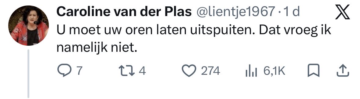 MierloWim's tweet photo. @annawever68 @lientje1967 @ministerLVVN @johanvollebsky Dat “hondenfluitje” was juist de reden waarom ik eigenlijk reageerde. Hiermee liet ze zien hoe ze over andere mensen denkt. Daarna bevestigde ze dit door een hondenfluitje naar mij toe, waardoor haar “achterban” lekker ongenuanceerd kon reageren. Maar ja dat zijn we gewend op X. https://t.co/31zosuXjmP