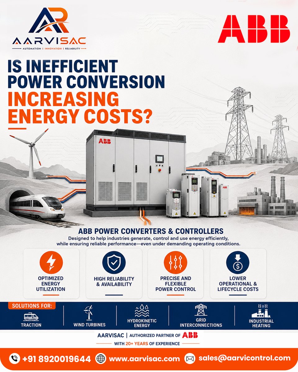 Aarvisac's tweet photo. Cut energy waste—not performance. ⚡

ABB Power Converters &amp; Controllers deliver efficient, reliable and precise control for traction, wind, grids and industrial heating.

AARVISAC | ABB Authorized Partner
🇵🇭 +63 965 087 1584

🌐 https://t.co/CfOtbLQbOg
#ABB #IndustrialAutomation https://t.co/yqzDizRkH3