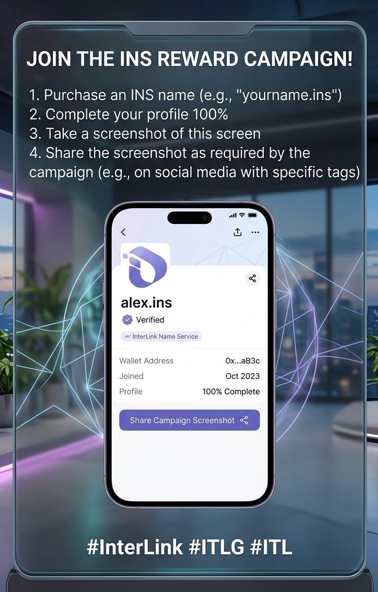 Shahadath909's tweet photo. Ready to claim your share in the upcoming INS reward campaign? 🚀
Simply grab an INS name, set up your profile, and post your screenshot as instructed to jump in!
#InterLink #ITLG #ITL #CryptoCampaign https://t.co/W8CqkugJZz