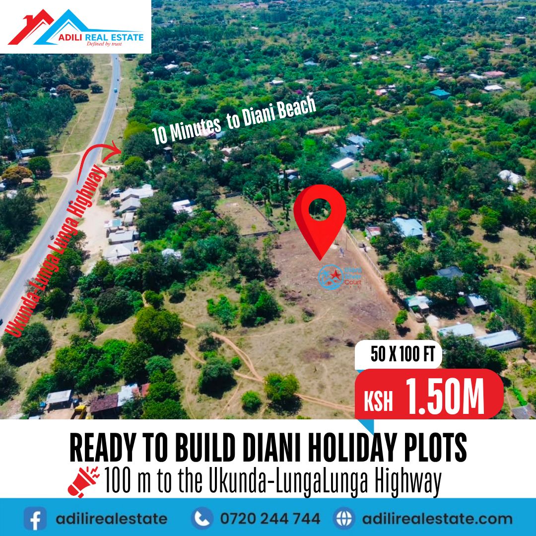 AdiliRealEstate's tweet photo. 𝐃𝐢𝐬𝐜𝐨𝐯𝐞𝐫 𝐃𝐢𝐚𝐧𝐢 ready to build plots from KSh 1.5M 🌴🏡
📍 100m off the highway | 10 mins to Diani Beach
📜 Ready title deeds
💰 300K deposit
📆 Up to 9 months
✍️ Title deed in 30 days
Daily site visits ongoing. Secure your plot today!
Call 07202447444
#Dianiplots https://t.co/sCk0VfP3pe