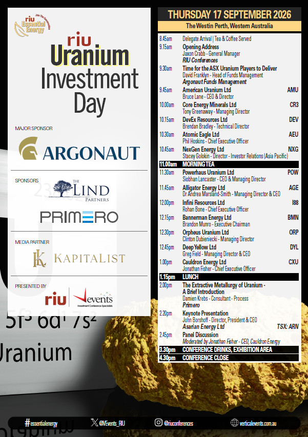 DevExResources's tweet photo. DevEx Resources (ASX: DEV) presents at the RIU Uranium Investment Day on Thursday 17 September, The Westin Perth.

Technical Director Brendan Bradley speaks at 10:15am AWST on the Nabarlek uranium strategy and the 2026 drilling campaign underway in the NT.

#RIUUranium #Uranium https://t.co/lb0y2pUDJ0