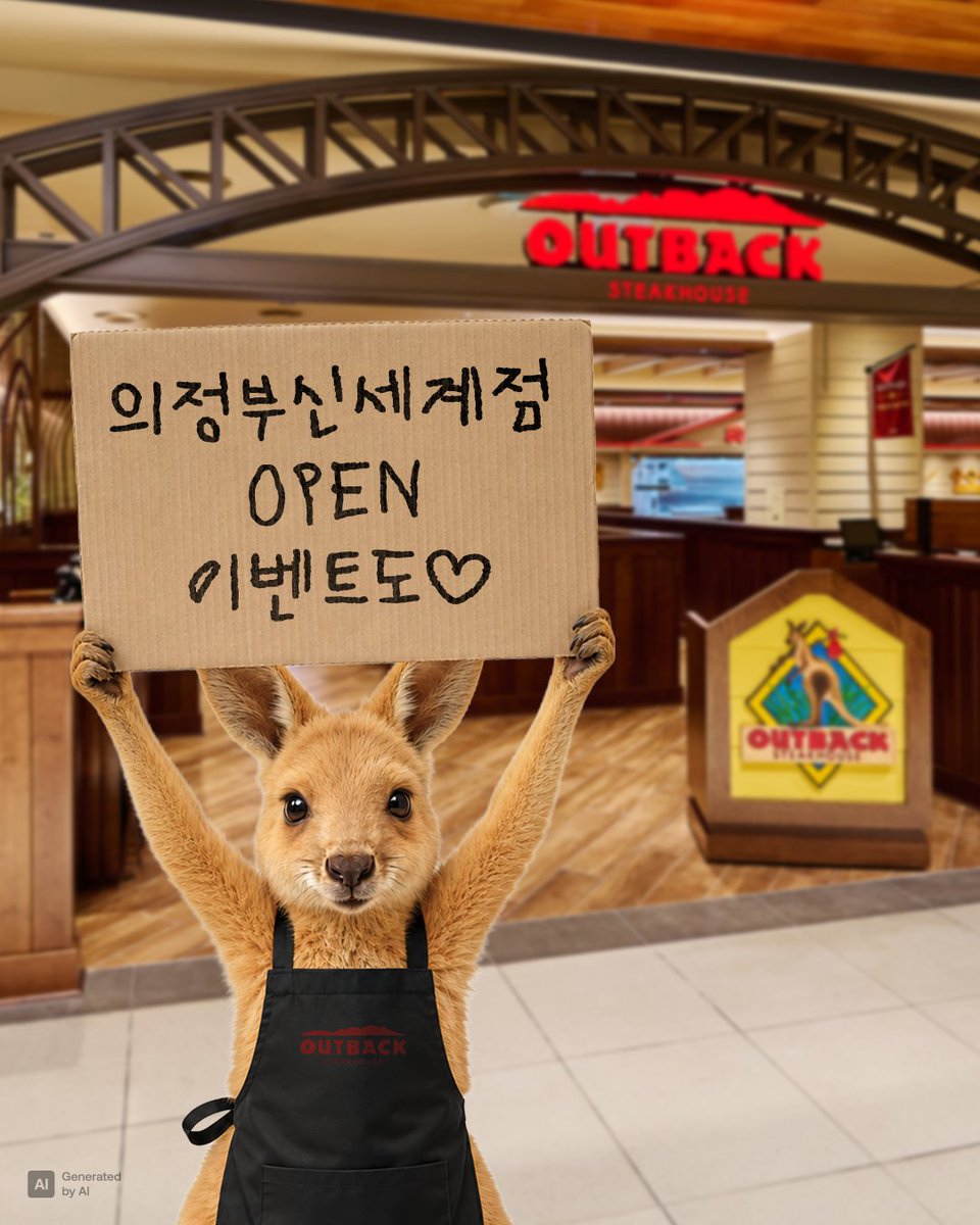 outback_korea's tweet photo. 아웃백 𝐍𝐄𝐖 의정부신세계점이 오픈했습니다ミ★

호주 로드트립 감성 낭낭한 인테리어에
의정부역에서 바로 연결되는 복합상권 구조까지…
의정부에서 호주까지 가는 법? So easy 라는 말씀 전���드리며

💝아웃백 리유저블백 선착순 증정 이벤트 진행 중!
📆~9/10 까지
(*일 한정 50개 지급 / 7만 원 이상 구매시 제공)

RT로 오픈 소식을 널리 퍼트려주시면 왕큰 감사를..
🎁 RT+팔로우 = 아웃백 디지털 기프트카드 2만원 권(5명)