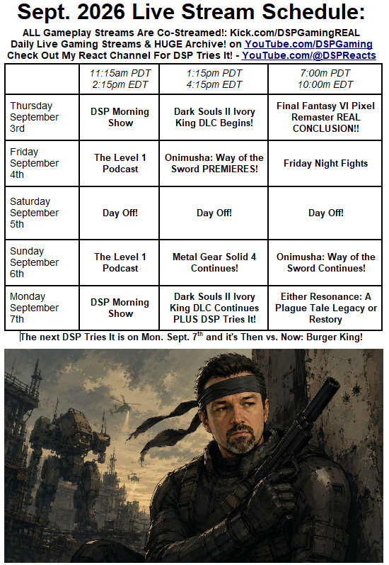 TheyCallMeDSP's tweet photo. On Thursday join me for a chill DSP Morning Show, then stay as we begin the Dark Souls II Ivory King DLC on the 1st stream! And FOR REAL THIS TIME, we finish up Final Fantasy VI Pixel Remaster on the late stream!! https://t.co/A7ZqjqY4vU