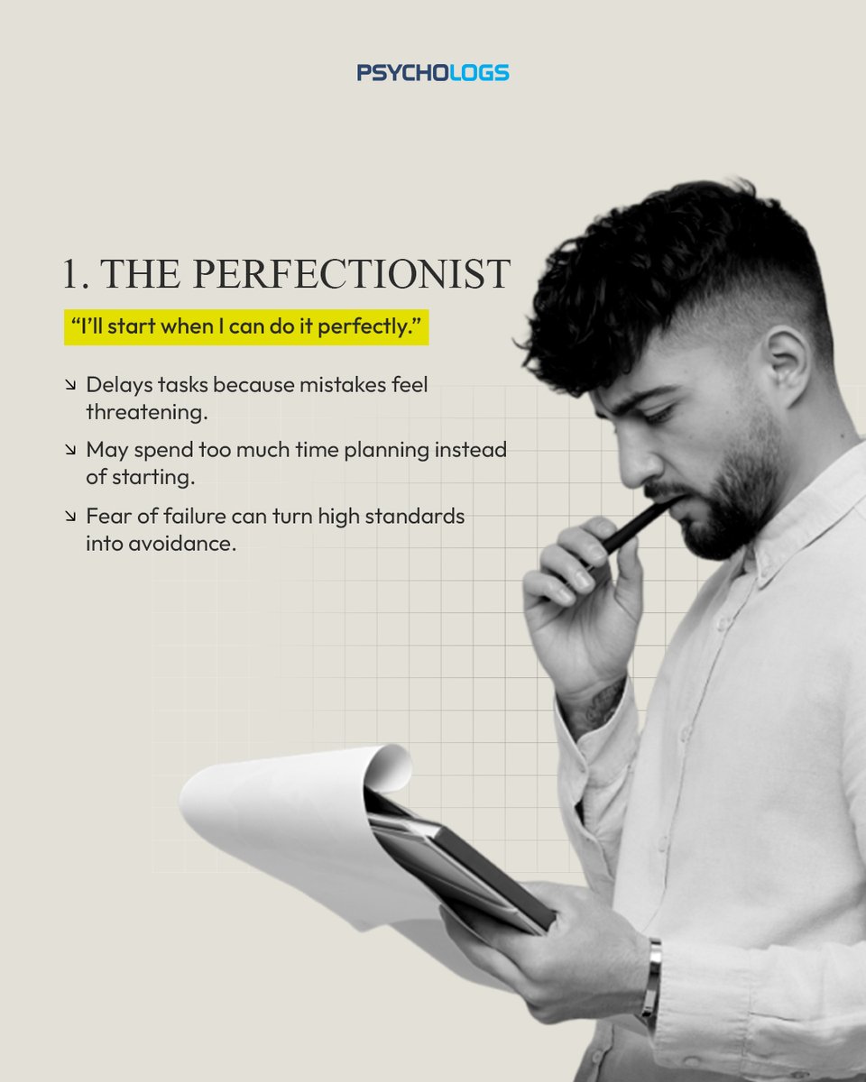 PsychologsIndia's tweet photo. Which type sounds most like you?
Procrastination isn’t always about being lazy. Sometimes, it’s about how you respond to pressure, uncertainty, perfectionism, or uncomfortable emotions.

#Procrastination #Psychology #PsychologyFacts #MentalHealthAwareness #SelfAwareness https://t.co/NTMiFjlltg