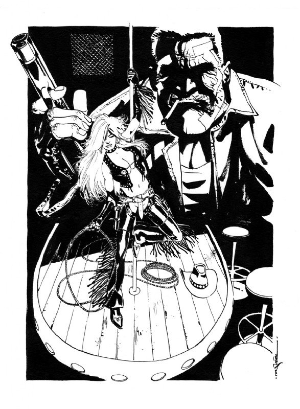 ALindoExposed's tweet photo. @CraigZablo Guera work is fantastic. Huge fan. Here is another Sin City piece he did in b&amp;w and color. https://t.co/KTpDeYZdJ2