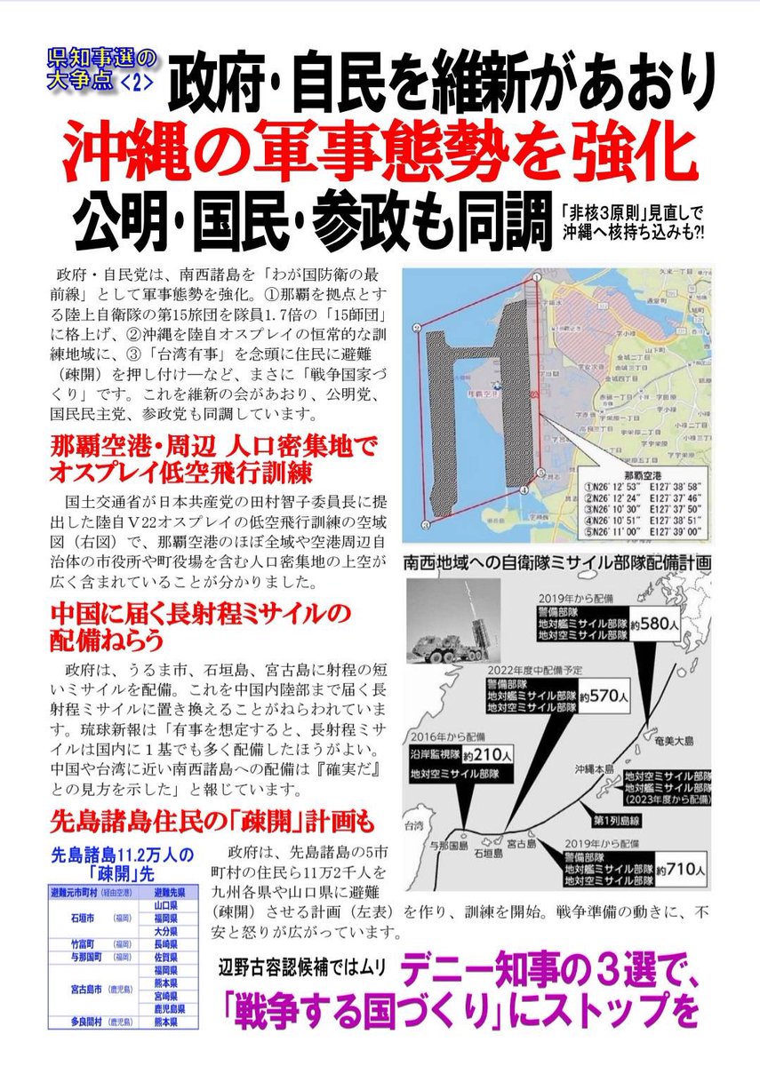kyotocreator794's tweet photo. 沖縄、長射程ミサイルの配備が狙われているのですよ
デニーさんから知事を変えて大丈夫なのですか
#沖縄県知事挙 https://t.co/MC6maYXDjE