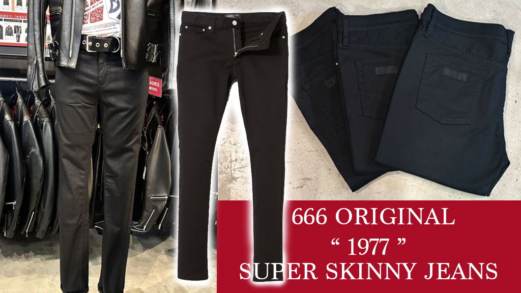 666shop's tweet photo. 【666 ORIGINAL / "1977" スーパースキニージーンズ】
（再入荷）
人気の全方向に伸びるハイパワーストレッチ素材を使用した極細スリム、スーパースキニージーンズが再入荷しました！！ノンストレスで着用出来る極細スリムを体感してみてください。
https://t.co/4f8DAP2E3Q https://t.co/tXBqzrE4B5