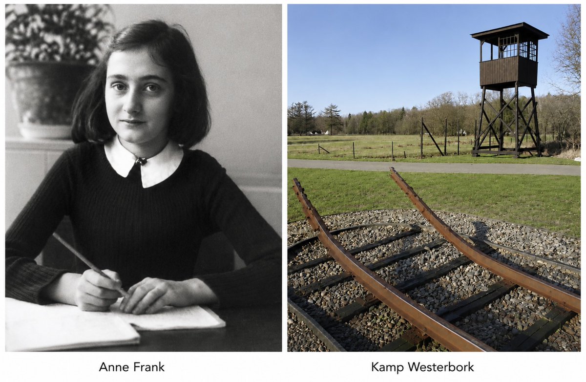 WillemdePrater's tweet photo. Westerbork, 3 september 1944. Anne Frank, haar familie en 1.015 andere mensen werden naar het concentratiekamp Auschwitz-Birkenau gedeporteerd. De trein bestond uit vergrendelde veewagons, waarin ongeveer 70 mensen verbleven. In de nacht van 5 op 6 september kwam de trein in het kamp aan. #opdatwijnietvergeten