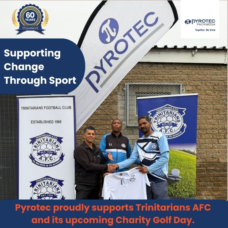 PyrotecSA's tweet photo. Pyrotec proudly donated golfing apparel to Trinitarians AFC for its upcoming Charity Golf Day. The fundraiser will support meals, equipment and development opportunities for the club’s members. 

#CommunityDevelopment #Pyrotec https://t.co/5WePhwAUFX