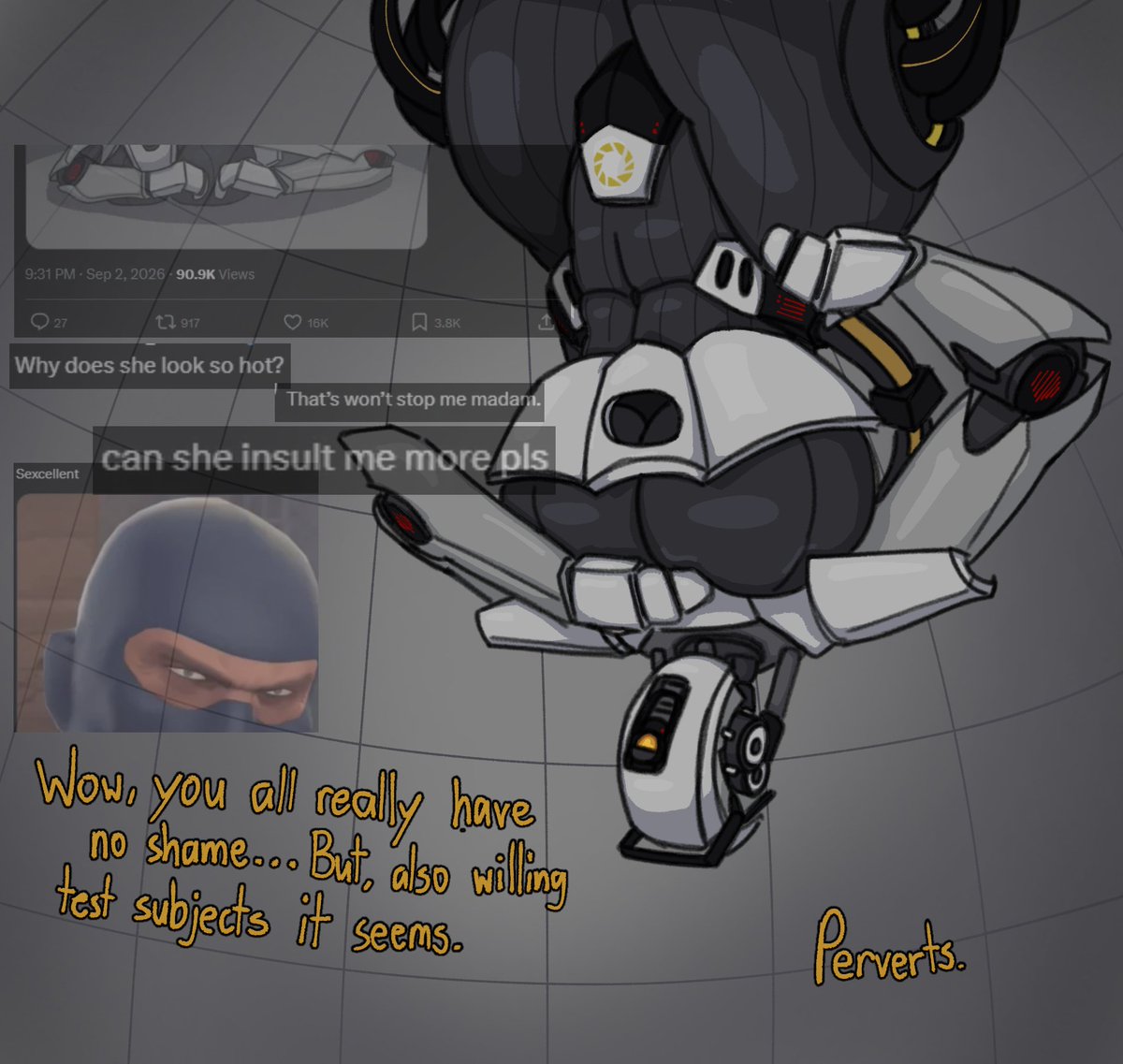 itoldyou_2leave's tweet photo. Thank you all for the likes! Even though there's a couple things I would change about it now that a day has passed...

In any case, Glados saw some funny comments https://t.co/a7nk4nU9Uc
