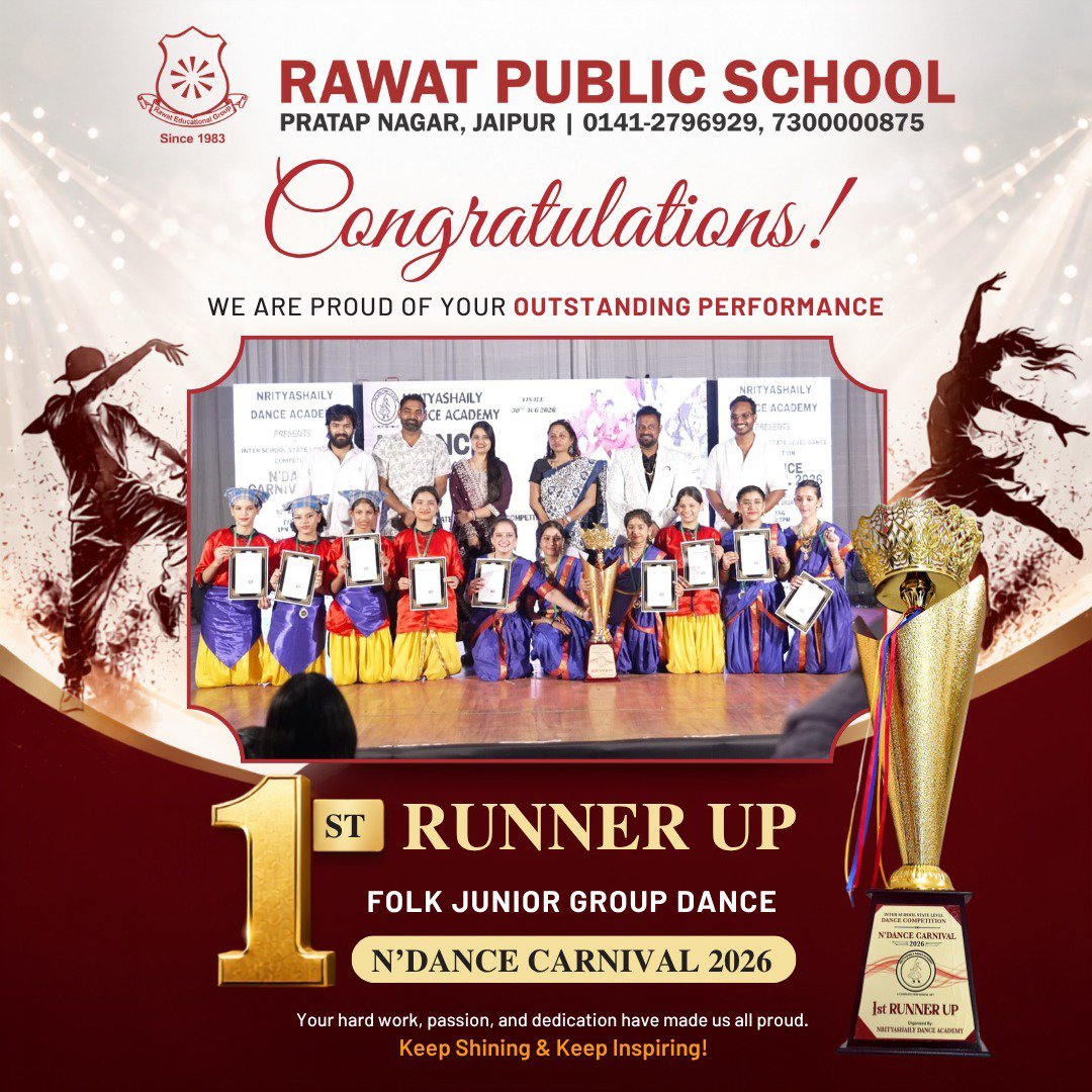Rawat_P_School's tweet photo. 🏆✨ **A Celebration of Talent, Passion &amp; Victory!** 💃🕺✨

#RawatPublicSchool #RPSPratapNagar #NDanceCarnival2026 #DanceChampions #ProudMoment #StudentAchievements #DanceCompetition #YoungTalent #Winners #KeepShining #KeepInspiring #JaipurSchools https://t.co/YvGJjVctkD