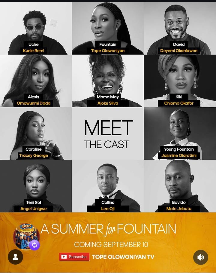MyRant_IT's tweet photo. #MyRant
The faces behind the story Get Familiar.
A summer for fountain coming to Tope Olowoniyan TV.
September 10 2026.
#itorookwongmoviereview #castreveal #nollywood https://t.co/WUY13it0UZ
