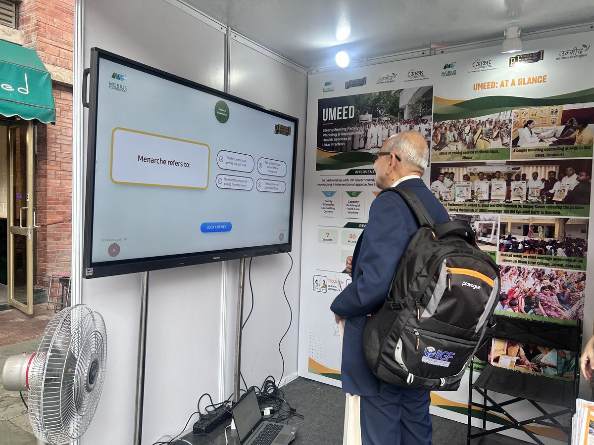 PopFoundIndia's tweet photo. We are here at the International Conference on Sustainability Education 2026, organised by @themobiusfound where we're showcasing our work on family planning and health system strengthening in UP. We’ve also got an interactive quiz! 🎯 #Umeed #FamilyPlanning #HealthSystems #ICSE https://t.co/zxzC2bumjh