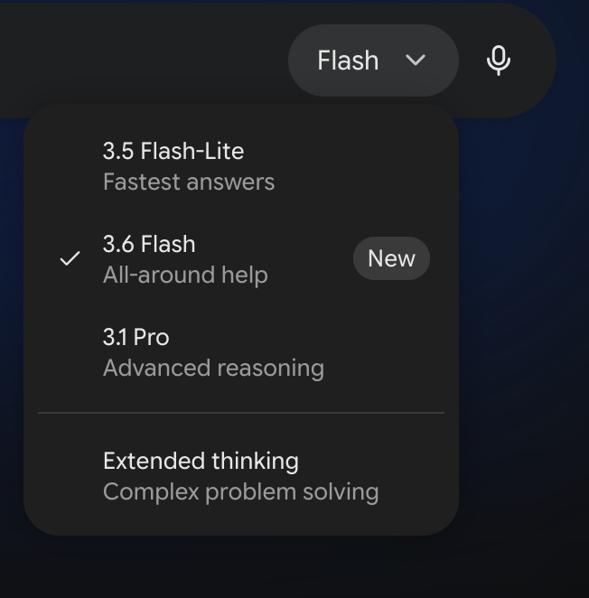 rezoundous's tweet photo. is it weird that Gemini's official web and app is still stuck at 3.6 Flash? https://t.co/xOBAJEYrva