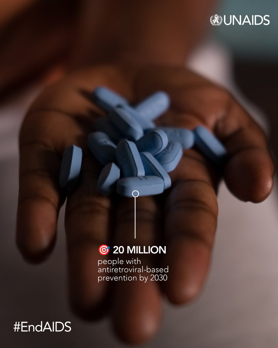 UNAIDS's tweet photo. Scaling up HIV prevention is essential to ending AIDS.

The new Political Declaration sets a new critical global target of reaching 20 million people with antiretroviral-based HIV prevention by 2030, expanding access to effective options for those who need them most. https://t.co/8nmN1uZPyp