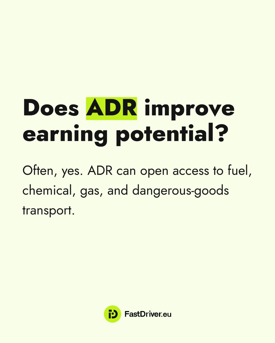 FastDriverEU's tweet photo. Does ADR improve truck-driver earning potential? 🚛⚠️

Often, yes. ADR can open opportunities in fuel, chemical, gas, and dangerous-goods transport where specialised skills are required.

More truck driver guides:
https://t.co/PzuPQAQ4Pn

#FastDriverEU #TruckDriver https://t.co/87AQxRjbXw
