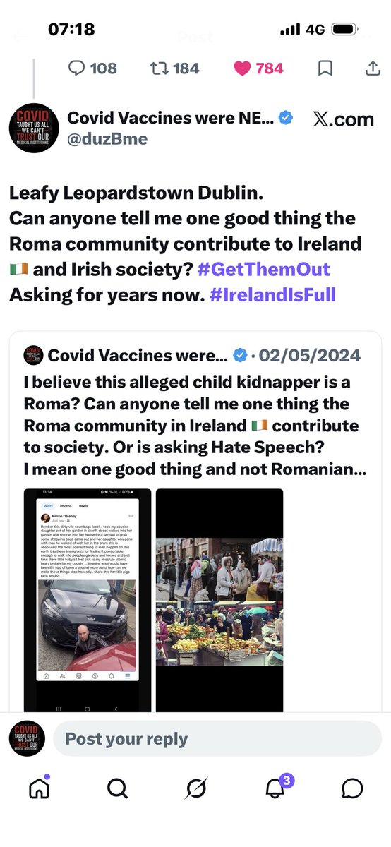 duzBme's tweet photo. @Dublinnewslm Roma’s in revenge attack for the murder in Leafy Lepordstown. Dublin is safe @HMcEntee? #GetThemOut https://t.co/4ywG9Xsfpo