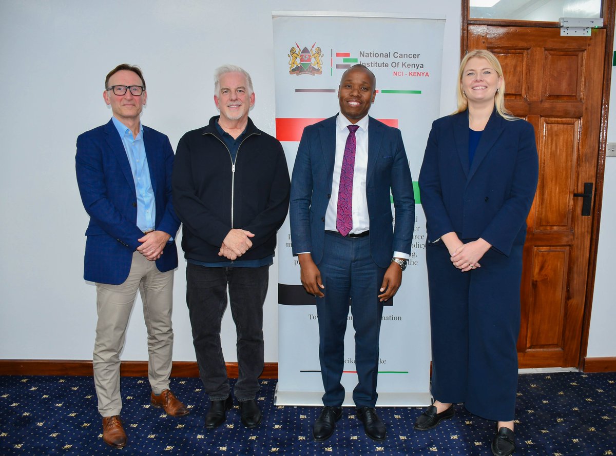 NCIKenya's tweet photo. University of Manchester Team Visits NCI-K to Explore Opportunities for Cancer Research, Training and Capacity-Building Collaboration
The National Cancer Institute-Kenya @NCIKenya, hosted a delegation from the University of Manchester @OfficialUoM, and its cancer research and clinical partners for an engagement focused on strengthening collaboration in cancer research, screening, diagnostics, training, mentorship and capacity building.
The visiting team was received by the NCI-K Chief Executive Officer, Dr. Elias Melly @DrEliasMelly, who highlighted the Institute’s mandate and its ongoing efforts to strengthen cancer control through research, evidence generation, innovation and strategic partnerships.
During the visit, the delegation was briefed on the National Cancer Registry (NaCaRe), including cancer data collection, analysis and reporting in Kenya. The team also received a presentation on the NCI-K Cancer Data Dashboard, showcasing the latest available 2024 cancer data and its role in informing cancer planning, policy, research and service delivery.

The delegation was further taken through research projects supported by NCI-K through its Seed Grant Programme, highlighting the Institute’s commitment to promoting locally relevant research and building Kenya’s cancer research capacity.

Discussions focused on areas where the complementary strengths of NCI-K and the Manchester cancer research ecosystem could support advances across the cancer care and research continuum.

A key area was breast cancer screening and imaging, including strengthening national mammography services, improving screening uptake in rural and urban settings, and exploring the application of artificial intelligence and machine learning in mammographic image interpretation and cancer detection.

The teams also explored opportunities for collaboration in lung cancer screening, with a focus on generating evidence to inform appropriate screening approaches and strengthening early detection.
Other areas identified included histopathology and diagnostic capacity, particularly through assessing skills gaps and developing targeted approaches to strengthen specialist expertise, laboratory capacity and cancer diagnostics.

Strengthening Training, Fellowships and Mentorship

The engagement also explored opportunities for fellowships, mentorship and structured training programmes for Kenyan researchers and healthcare professionals. Discussions included the development of online learning modules, short-term training programmes and other flexible professional development opportunities.

These areas align with Manchester’s established strength in cancer education, clinical research and workforce development. The Manchester Cancer Research Centre @MCRCnews, brings together The University of Manchester, The Christie NHS Foundation Trust and Cancer Research UK @TheChristieNHS, creating an integrated environment in which basic science, translational research and clinical practice are closely connected. The Centre’s research strategy spans multiple cancer types and links basic, translational and clinical research through a wider network of externally funded institutes, centres and research programmes.

Genomics, AI and Precision Cancer Research.

The discussions further identified opportunities for joint research in genomics, artificial intelligence and machine learning, including the use of advanced technologies to improve cancer diagnosis, understand disease biology and support data-driven cancer research.

Manchester has significant expertise in cancer genomics and data science, with ongoing international research programmes examining the genetic basis of cancer and opportunities to improve early detection and treatment. Importantly, Manchester already has an active research collaboration in Kenya on oesophageal cancer, led by Professor Rob Bristow in partnership with Kenyan researchers, focusing on early detection and the genetic changes associated with oesophageal squamous cell cancer.

The teams also discussed opportunities to explore the application of AI in research methodologies, including innovative approaches to study design and participant randomisation.

The engagement highlighted the potential for NCI-K and Manchester to build on complementary strengths: NCI-K’s national cancer data, research mandate and understanding of Kenya’s cancer landscape, alongside Manchester’s expertise in cancer genomics, precision oncology, imaging, artificial intelligence, clinical research, translational science, education and multidisciplinary cancer care.

The Manchester Cancer Research Centre is a world-leading cancer research partnership that brings together scientists, clinicians, and research institutions to accelerate the translation of discoveries into improved cancer prevention, diagnosis, and treatment. Its strong international outlook and existing collaborations in Kenya provide a valuable foundation for expanding research and capacity-building partnerships.

NCI-K and the University of Manchester will continue discussions to translate the areas identified into practical programmes that can contribute to strengthening cancer research, innovation, early detection, diagnostics, workforce development and cancer control in Kenya.

University of Manchester Delegation
The delegation included:
1. Professor Robert Bristow — Director, Manchester Cancer Research Centre (MCRC); University      Professor of Cancer Studies, University of Manchester; and Senior Group Leader in Translational Oncogenomics at the Cancer Research UK Manchester Institute. Professor Bristow's research includes cancer genomics, tumour biology, DNA damage and repair, and treatment response.

2. Professor Sacha Howell is a professor in the Division of Cancer Sciences at the University of Manchester and a leading breast cancer clinician-researcher. His research focuses on breast cancer treatment and prevention, breast cancer risk prediction, imaging and mammographic density, with links to research in artificial intelligence and mammographic imaging.

3. Rachel Chown — Associate Director, Integrated Research and Education Strategy, The Christie NHS Foundation Trust. Rachel previously served at the Manchester Cancer Research Centre, where she led training and education and supported international links, academic collaborations, and      research-related education programmes.