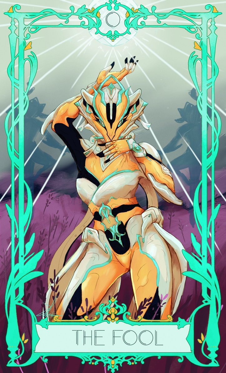 Shivecu's tweet photo. I am Making a thread with all warframe tarot cards for better  viewing experience.
#warframe 

0 - Mirage the Fool
1- Dante the Mage
2 - Trinity the High Priestess
3 - Khora the Empres https://t.co/Coe4wdONZc