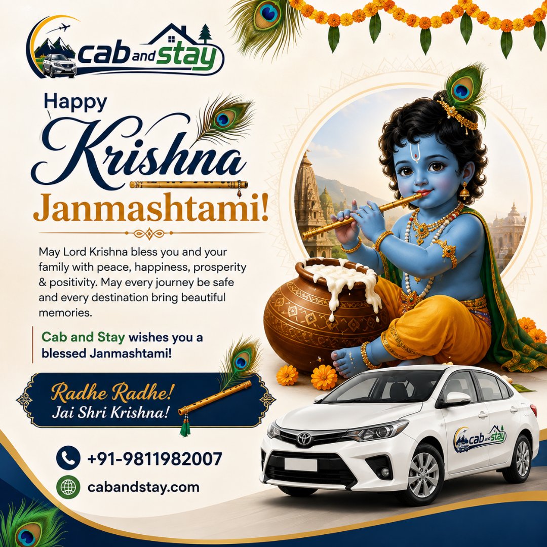 cabandstay's tweet photo. Happy Krishna Janmashtami! 🙏

May Lord Krishna bless you and your family with peace, happiness, prosperity &amp; positivity. May every journey be safe and every destination bring beautiful memories.

📞 +91-9811982007
🌐 https://t.co/f7KA9Dd1Ws

#JaiShriKrishna  #CabAndStay https://t.co/DUFZWbus90
