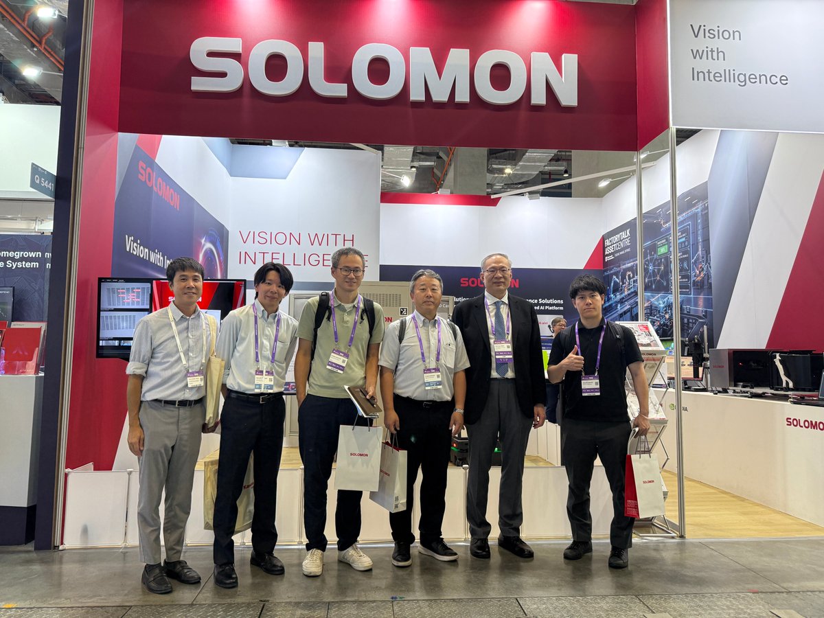 Solomon_3D's tweet photo. Thanks to everyone who visited Solomon at #SEMICONTaiwan2026!

We are proud to have showcased full-wafer warpage detection, TGV inspection, and AI-powered equipment monitoring for semiconductor manufacturing.

#Solomon #Semiconductor #MachineVision #IndustrialAI https://t.co/ArEsiMIF7N