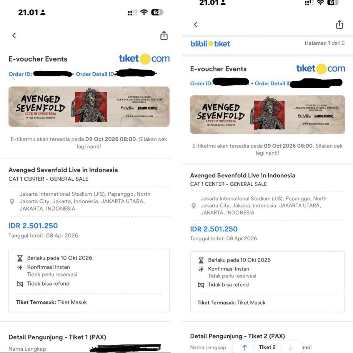 vouiris's tweet photo. wts tiket avenged sevenfold 
cat 1 center, 2 tiket (gajadi nonton karena gabisa cuti)
minat boleh dm
#zonauang #zonajajan #konserjakarta https://t.co/cybBNUUAzc