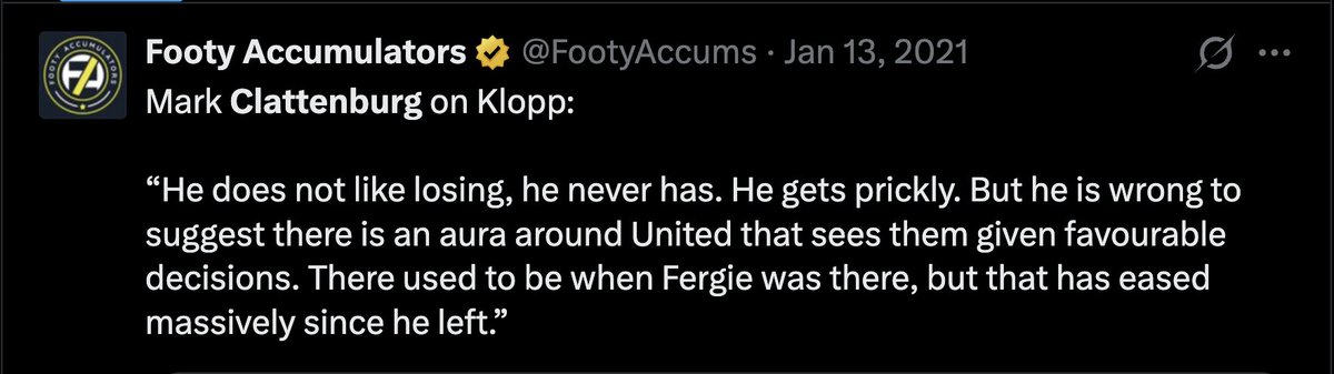 FootyAccums's tweet photo. Mike Dean spent over two decades in the PGMOL.
Mark Clattenburg spent 13 years in the PGMOL.

Since retiring, both have taken to numerous podcasts/media to almost brag about what they did during their careers.

The fact they feel comfortable talking like this, imagine what they're not willing to talk about from their time in PGMOL.

Here are just four examples from the last few years.